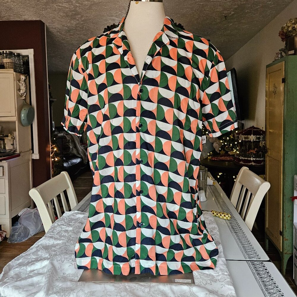 Men's Shaquille O'neal XLG Rayon Multicolored Geometric Shirt Size XLG